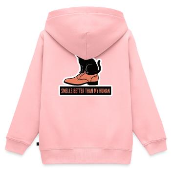 Lustige schwarze Katze im Schuh riecht besserer Humor - Kinder Premium Organic Zip Hoodie - Rosa - Hinten - AI Model Kid Female (0cm)