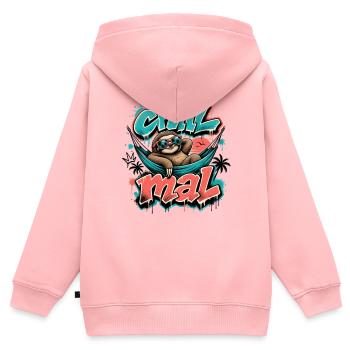Chill Mal  Cooles Faultier Graffiti Design - Kinder Premium Organic Zip Hoodie - Rosa - Hinten - AI Model Kid Female (0cm)