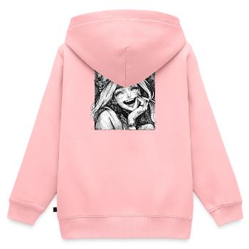 Lächelnde Kronprinzessin Linoldruck - Kinder Premium Organic Zip Hoodie - Rosa - Hinten - AI Model Kid Female (0cm)