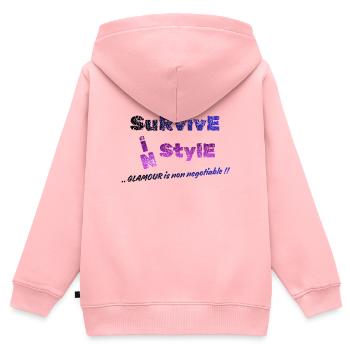 Überleben Sie im Stil | Glamour ist nicht verhandelbar - Kinder Premium Organic Zip Hoodie - Rosa - Hinten - AI Model Kid Female (0cm)