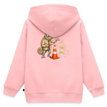 Chamäleon Fahrlehrer übt sicher mit Verkehrskegel - Kinder Premium Organic Zip Hoodie - Rosa - Hinten - AI Model Kid Female (0cm)