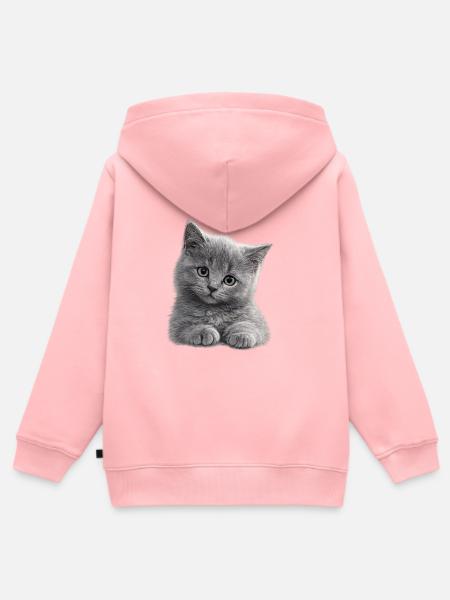 Kuscheliges Graues Kätzchen - Kinder Premium Organic Zip Hoodie - Rosa