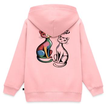 Katzenduo Pop Art  - Kinder Premium Organic Zip Hoodie - Rosa - Hinten - AI Model Kid Female (0cm)