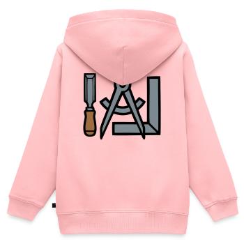 Tischler Werkzeuge Grafik - Kinder Premium Organic Zip Hoodie - Rosa - Hinten - AI Model Kid Female (0cm)