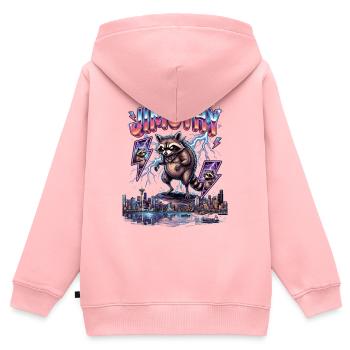 JIMOTHY Waschbär Retro - Kinder Premium Organic Zip Hoodie - Rosa - Hinten - AI Model Kid Female (0cm)