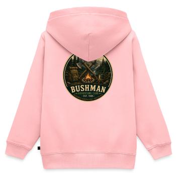 Buschmann Vintage-Abenteuergrafik - Kinder Premium Organic Zip Hoodie - Rosa - Hinten - AI Model Kid Female (0cm)