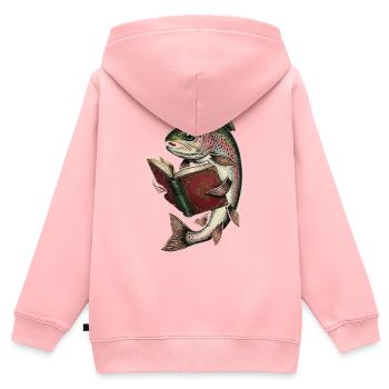 Bücherfisch Vintage Illustration - Kinder Premium Organic Zip Hoodie - Rosa - Hinten - AI Model Kid Female (0cm)