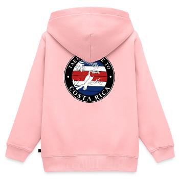 Take Me Back to Costa Rica Tukan - Kinder Premium Organic Zip Hoodie - Rosa - Hinten - AI Model Kid Female (0cm)