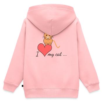 I love my cat... - Kinder Premium Organic Zip Hoodie - Rosa - Hinten - AI Model Kid Female (0cm)