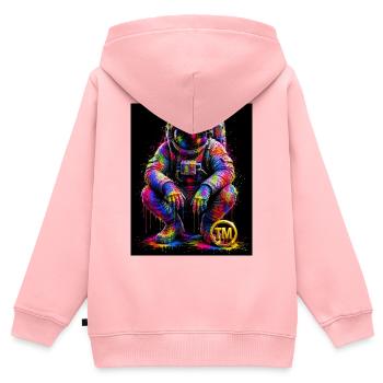 Bunte Weltraumkunst - Kinder Premium Organic Zip Hoodie - Rosa - Hinten - AI Model Kid Female (0cm)