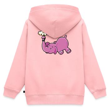 Rosa Elefant mit Gänseblümchen - Kinder Premium Organic Zip Hoodie - Rosa - Hinten - AI Model Kid Female (0cm)
