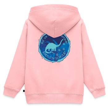 Dino Langhals Schule Abenteuer Emblem – Schulkind - Kinder Premium Organic Zip Hoodie - Rosa - Hinten - AI Model Kid Female (0cm)
