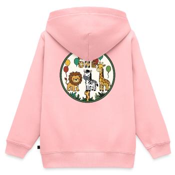 Wild One Zoodesign Ballonparty - Kinder Premium Organic Zip Hoodie - Rosa - Hinten - AI Model Kid Female (0cm)