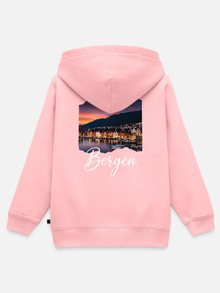 Bergen Hafenabend - Kinder Premium Organic Zip Hoodie - Rosa