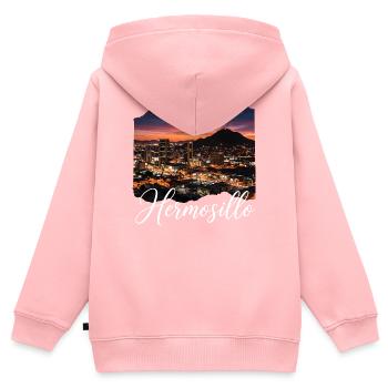Hermosillo Sunset Stadtansicht - Kinder Premium Organic Zip Hoodie - Rosa - Hinten - AI Model Kid Female (0cm)