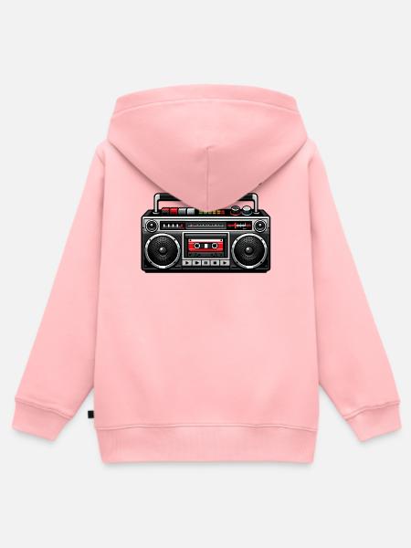Retro Boombox Grafik - Kinder Premium Organic Zip Hoodie - Rosa
