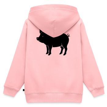 Schwein - Kinder Premium Organic Zip Hoodie - Rosa - Hinten - AI Model Kid Female (0cm)