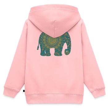 Mandala Elefant Muster in Teal - Kinder Premium Organic Zip Hoodie - Rosa - Hinten - AI Model Kid Female (0cm)