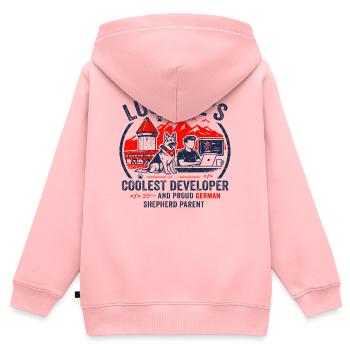 Lucerne Journalist Proud Dachshund Parent Apparel - Kids Premium Organic Zip-up Hoodie - rose - Back - AI Model Kid Female (0cm)