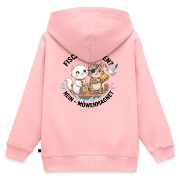 Katzen Fischbrötchen Möwenmagnet - Kinder Premium Organic Zip Hoodie - Rosa - Hinten - AI Model Kid Female (0cm)