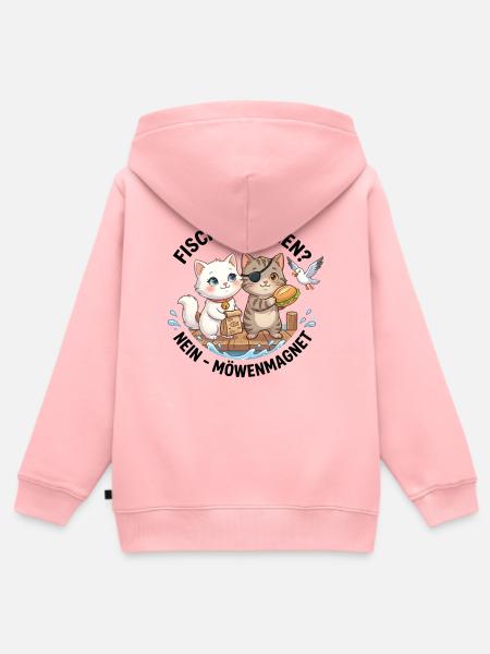 Katzen Fischbrötchen Möwenmagnet - Kinder Premium Organic Zip Hoodie - Rosa