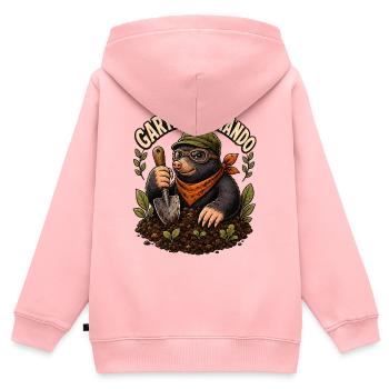 Gartenkommando Maulwurf Beet - Kinder Premium Organic Zip Hoodie - Rosa - Hinten - AI Model Kid Female (0cm)