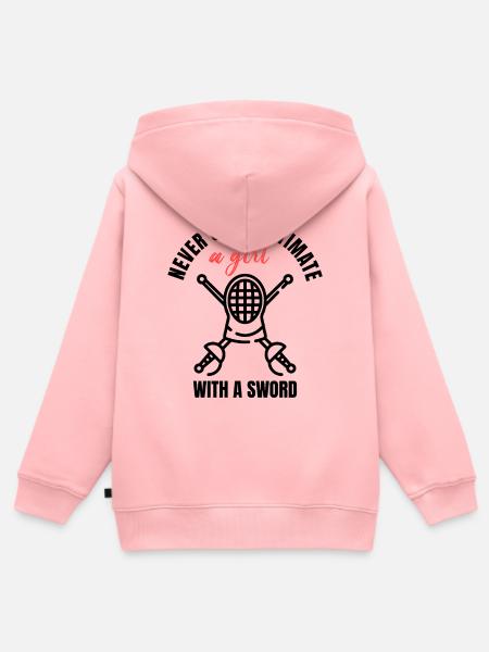Fechtmädchen-Power - Kinder Premium Organic Zip Hoodie - Rosa