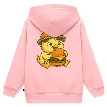 Süßes Huhn Küken Cartoon Burger Lustig - Kinder Premium Organic Zip Hoodie - Rosa - Hinten - AI Model Kid Female (0cm)