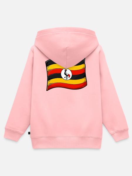 Uganda Flaggenkunst mit Kran - Kinder Premium Organic Zip Hoodie - Rosa