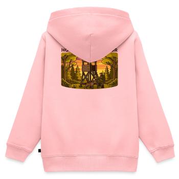 Jäger im Hochstand - Kinder Premium Organic Zip Hoodie - Rosa - Hinten - AI Model Kid Female (0cm)