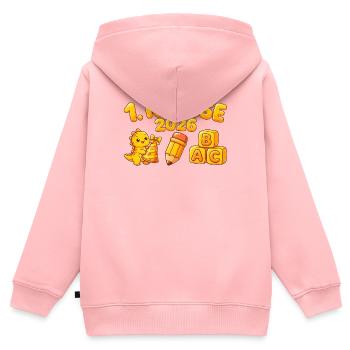 1. KLASSE 2026 Dino Einschulung - Schulanfang  - Kinder Premium Organic Zip Hoodie - Rosa - Hinten - AI Model Kid Female (0cm)
