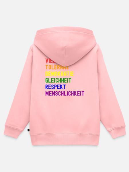 Vielfalt Toleranz Demokratie - Kinder Premium Organic Zip Hoodie - Rosa