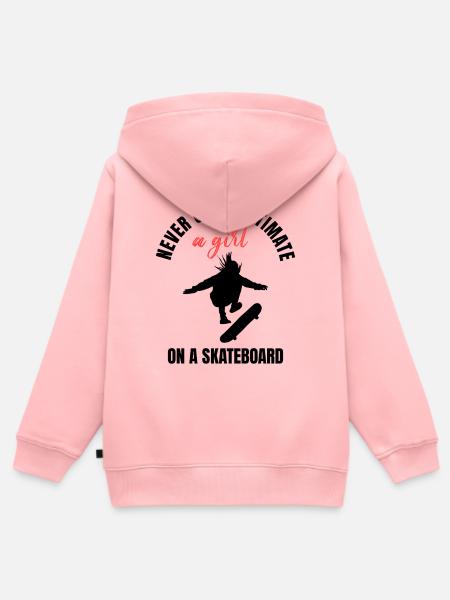 Skater Girl Power - Kinder Premium Organic Zip Hoodie - Rosa