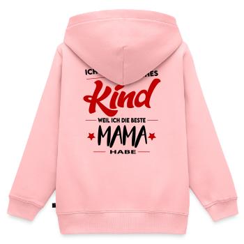 Beste Mama Glückliches Kind Kindersprüche Lustig - Kinder Premium Organic Zip Hoodie - Rosa - Hinten - AI Model Kid Female (0cm)