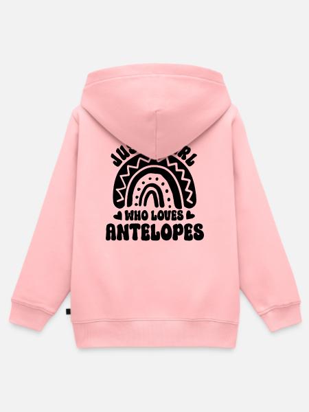 Antilope Retro Regenbogen - Kinder Premium Organic Zip Hoodie - Rosa