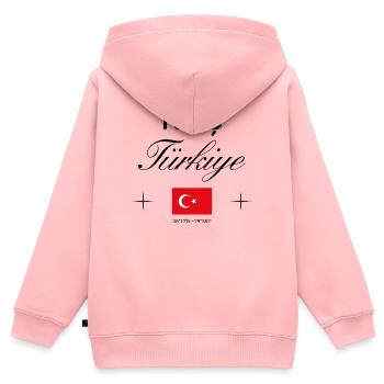 Kas Türkei Koordinaten Reise Souvenir - Kinder Premium Organic Zip Hoodie - Rosa - Hinten - AI Model Kid Female (0cm)