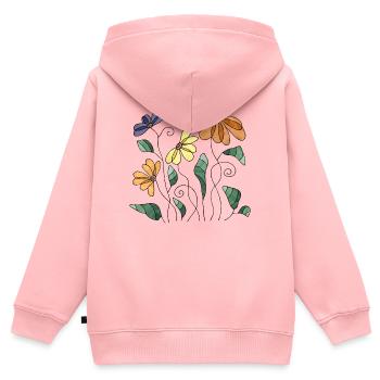 Blumen - Kinder Premium Organic Zip Hoodie - Rosa - Hinten - AI Model Kid Female (0cm)