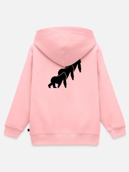 Drei Affen Silhouetten - Kinder Premium Organic Zip Hoodie - Rosa