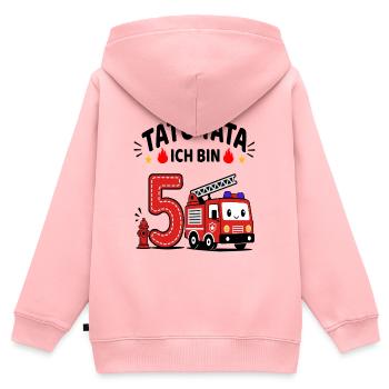 Feuerwehr Geburtstag 5 Jahr Shirt Ich bin 5 - Kinder Premium Organic Zip Hoodie - Rosa - Hinten - AI Model Kid Female (0cm)