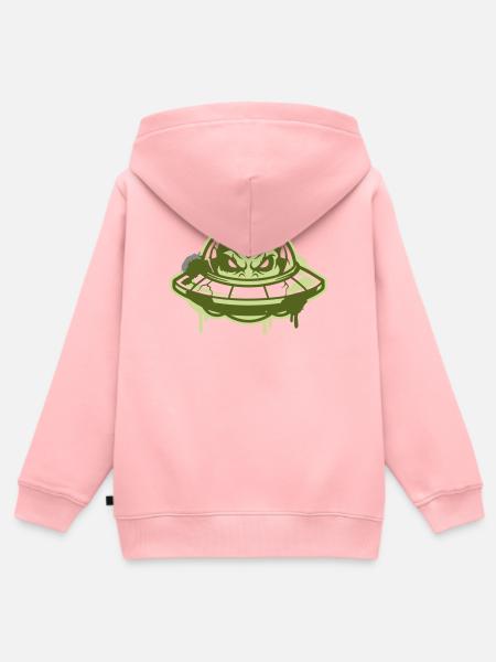Alien Ufo Graffiti Logo - Kinder Premium Organic Zip Hoodie - Rosa