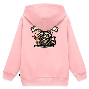 Kaum verantwortlicher Waschbärkaffee - Kinder Premium Organic Zip Hoodie - Rosa - Hinten - AI Model Kid Female (0cm)