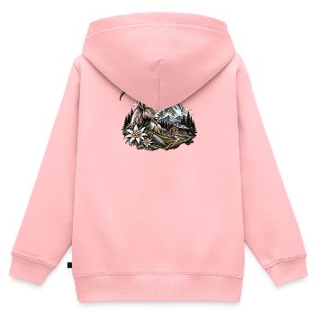 Gipfelbock im Alpenwald - Kinder Premium Organic Zip Hoodie - Rosa - Hinten - AI Model Kid Female (0cm)