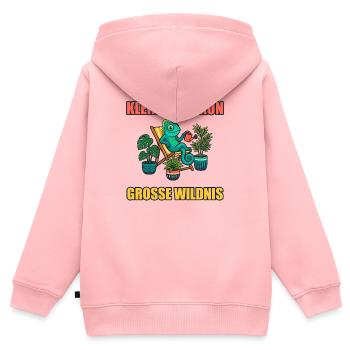 Kleiner Balkon, große Wildnis - Kinder Premium Organic Zip Hoodie - Rosa - Hinten - AI Model Kid Female (0cm)