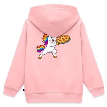 Lustige Einhorn-Pizza-Rettung - Kinder Premium Organic Zip Hoodie - Rosa - Hinten - AI Model Kid Female (0cm)