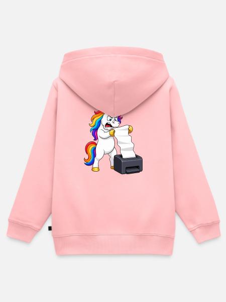 Lustige Einhorn-Drucker-Jam-Wut - Kinder Premium Organic Zip Hoodie - Rosa