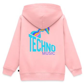 UFO Neon Techno Beam - Kinder Premium Organic Zip Hoodie - Rosa - Hinten - AI Model Kid Female (0cm)