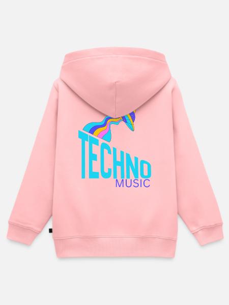 UFO Neon Techno Beam - Kinder Premium Organic Zip Hoodie - Rosa