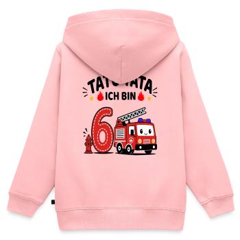Feuerwehr Geburtstag 6 Jahr Shirt Ich bin 6 - Kinder Premium Organic Zip Hoodie - Rosa - Hinten - AI Model Kid Female (0cm)