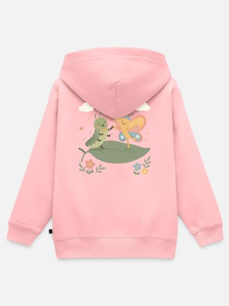 Raupe und Schmetterling tanzen - Kinder Premium Organic Zip Hoodie - Rosa