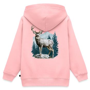 Hirsch mit Geweih - Kinder Premium Organic Zip Hoodie - Rosa - Hinten - AI Model Kid Female (0cm)